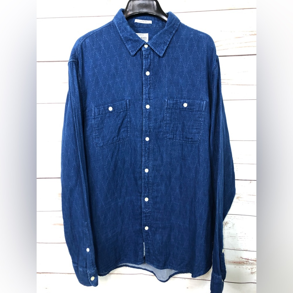 Lucky Brand men’s long sleeve quilted pattern button down
